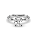 Oval Shape Hidden Halo Diamond Engagement Ring In 4 Claw Setting - 18K White - DG & Co. Jewellery