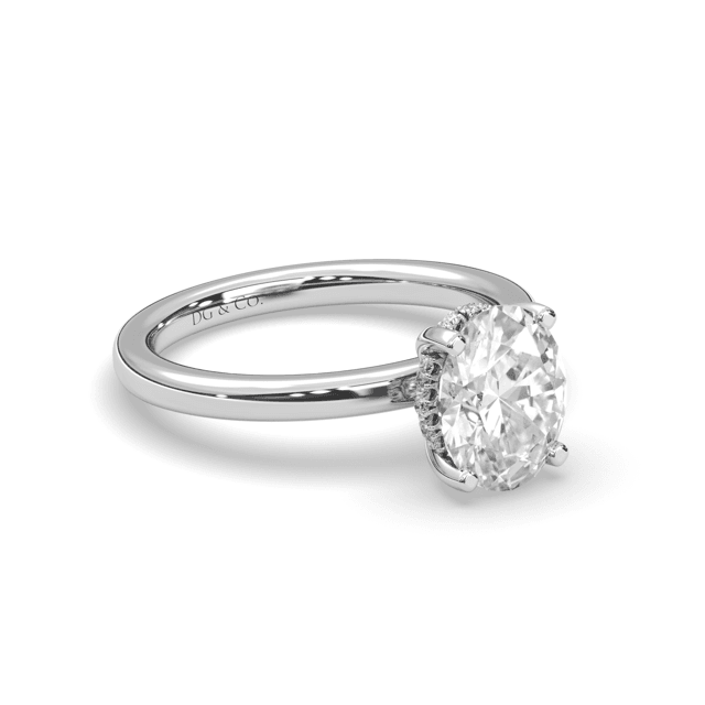 2.00CT Lap Grown Diamond Oval Cut Hidden Halo Engagement Ring Set In 18K White Gold - DG & Co. Jewellery