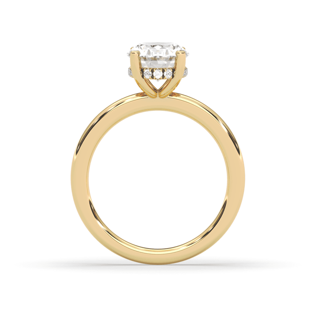 Oval Shape Hidden Halo Diamond Engagement Ring In 4 Claw Setting - 18K Yellow - DG & Co. Jewellery