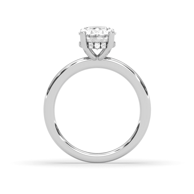 Oval Shape Hidden Halo Diamond Engagement Ring In 4 Claw Setting - 18K White - DG & Co. Jewellery