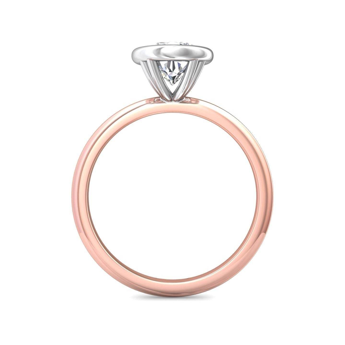 Pear Shape Cut Bezel Setting Diamond Engagement Ring In a Plain Knife Edge Band - 18K Rose - DG & Co. Jewellery