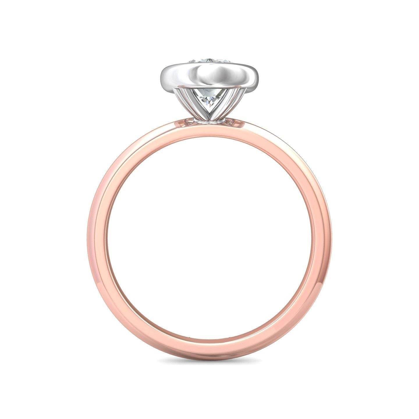 Bezel Setting Round Brilliant Cut Diamond Engagement Ring In a Plain Knife Edge Band-18K Rose - DG & Co. Jewellery