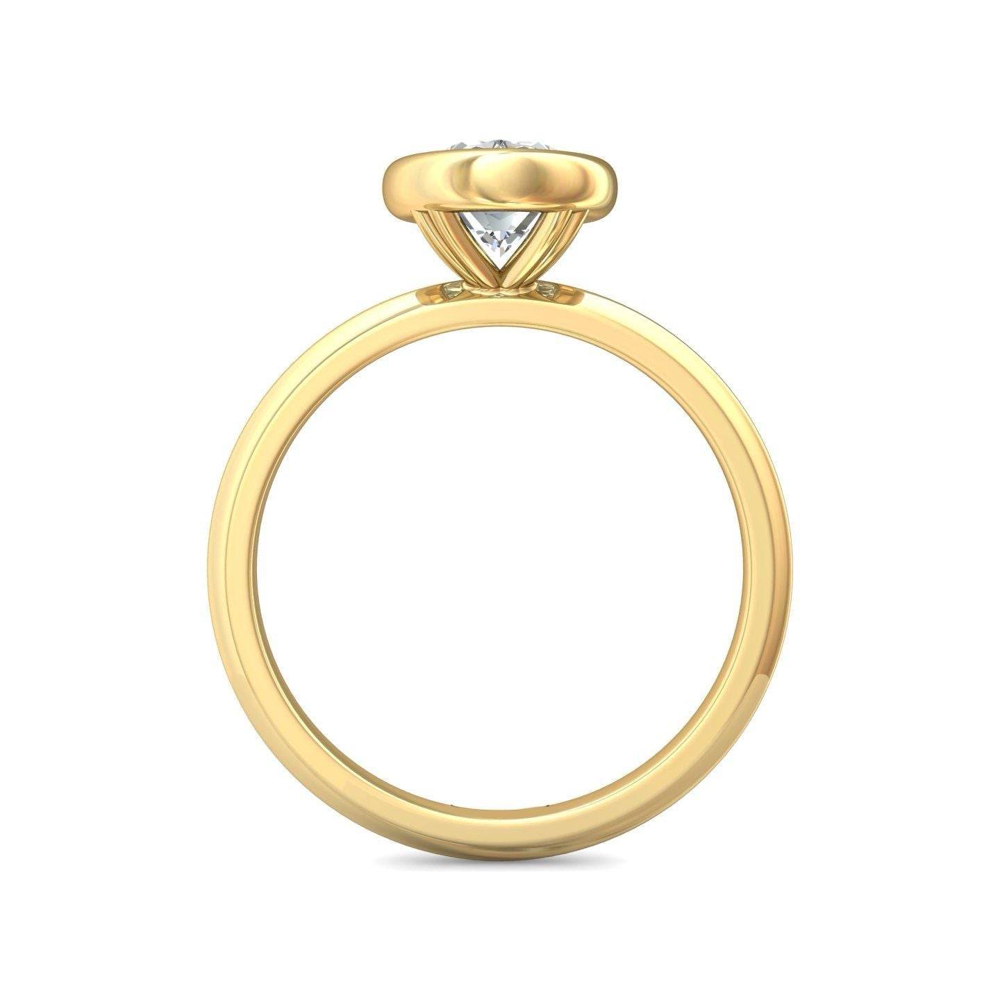 Oval Cut Bezel Setting Diamond Engagement Ring In a Plain Knife Edge Band - 18K Yellow - DG & Co. Jewellery