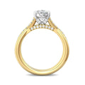 Oval Cut Cross over Double Band Pave Setting Diamond Engagement Ring 4 Claw Setting - 18K Yellow - DG & Co. Jewellery