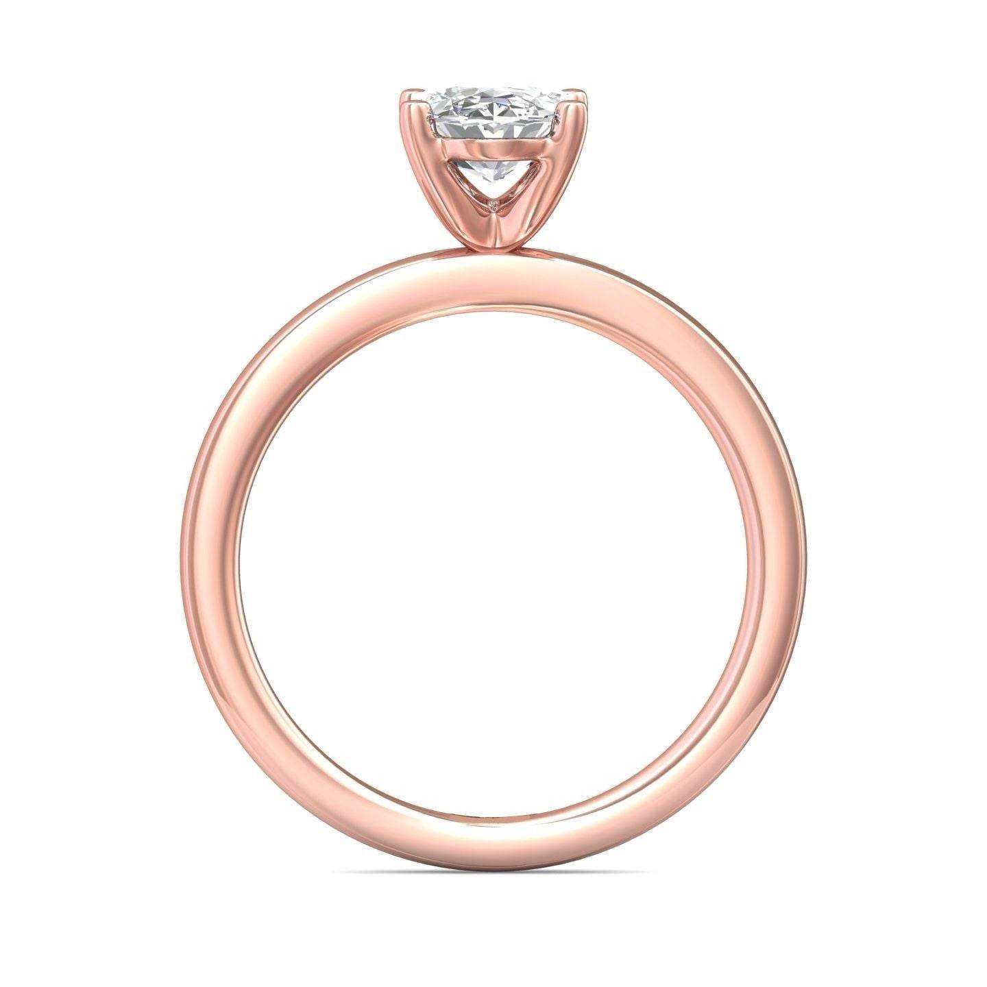 Oval Shape Cut Solitaire Diamond Engagement Ring 5 Claw Setting In a Plain Half Round Shape Band - 18K Rose - DG & Co. Jewellery