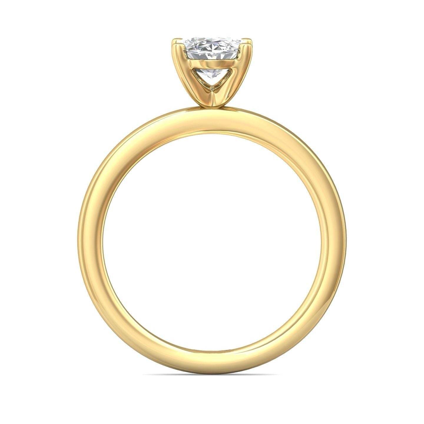 Oval Shape Cut Solitaire Diamond Engagement Ring 5 Claw Setting In a Plain Half Round Shape Band - 18K Yellow - DG & Co. Jewellery