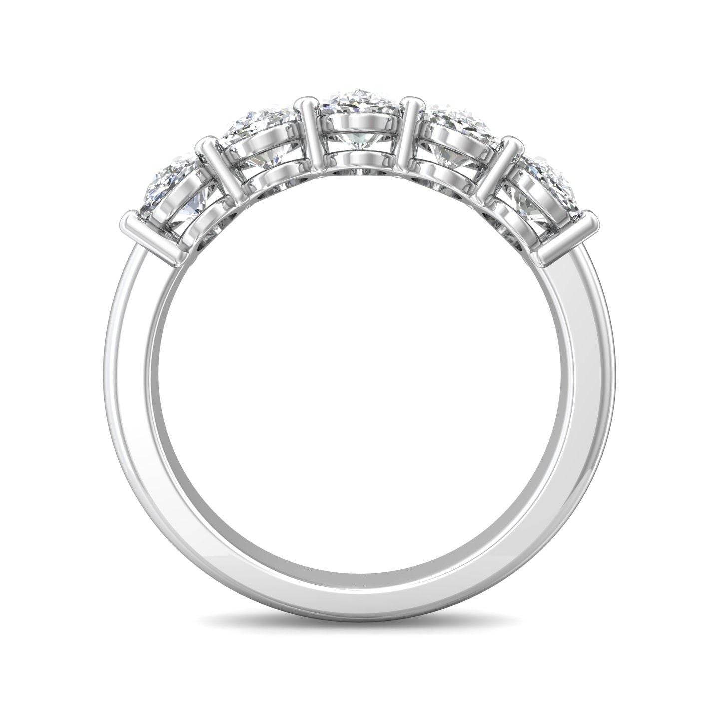 2.00CT Oval Cut 5 Stones Platinum Eternity Diamond Ring Share Prong Setting - Platinum - DG & Co. Jewellery