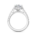DG & Co. Signature Oval Cut Halo Diamond Engagement Ring 4 Claw Setting Pave Setting Side Stones -Platinum - DG & Co. Jewellery
