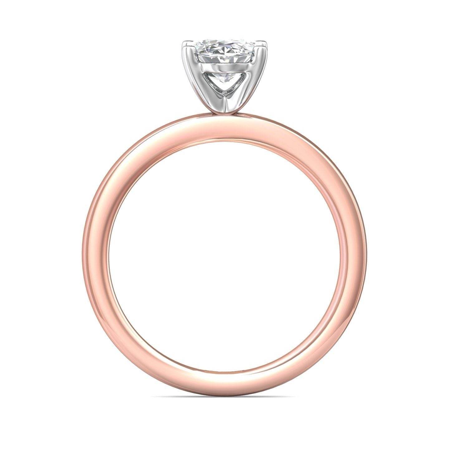 Oval Shape Cut Solitaire Diamond Engagement Ring 5 Claw Setting In a Plain Half Round Shape Band - 18K Rose - DG & Co. Jewellery