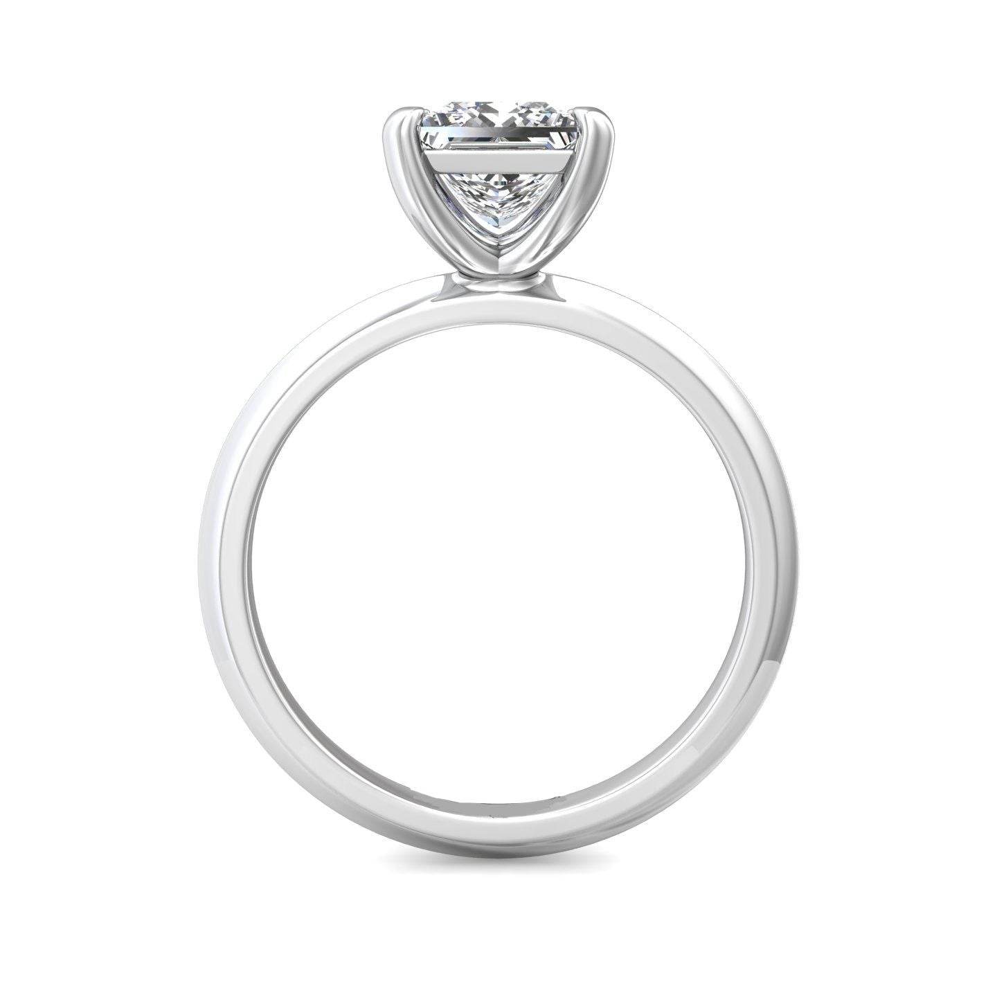 Princess Cut Solitaire Diamond Engagement Ring 4 Claw Setting Knife Edge Band - 18K White - DG & Co. Jewellery