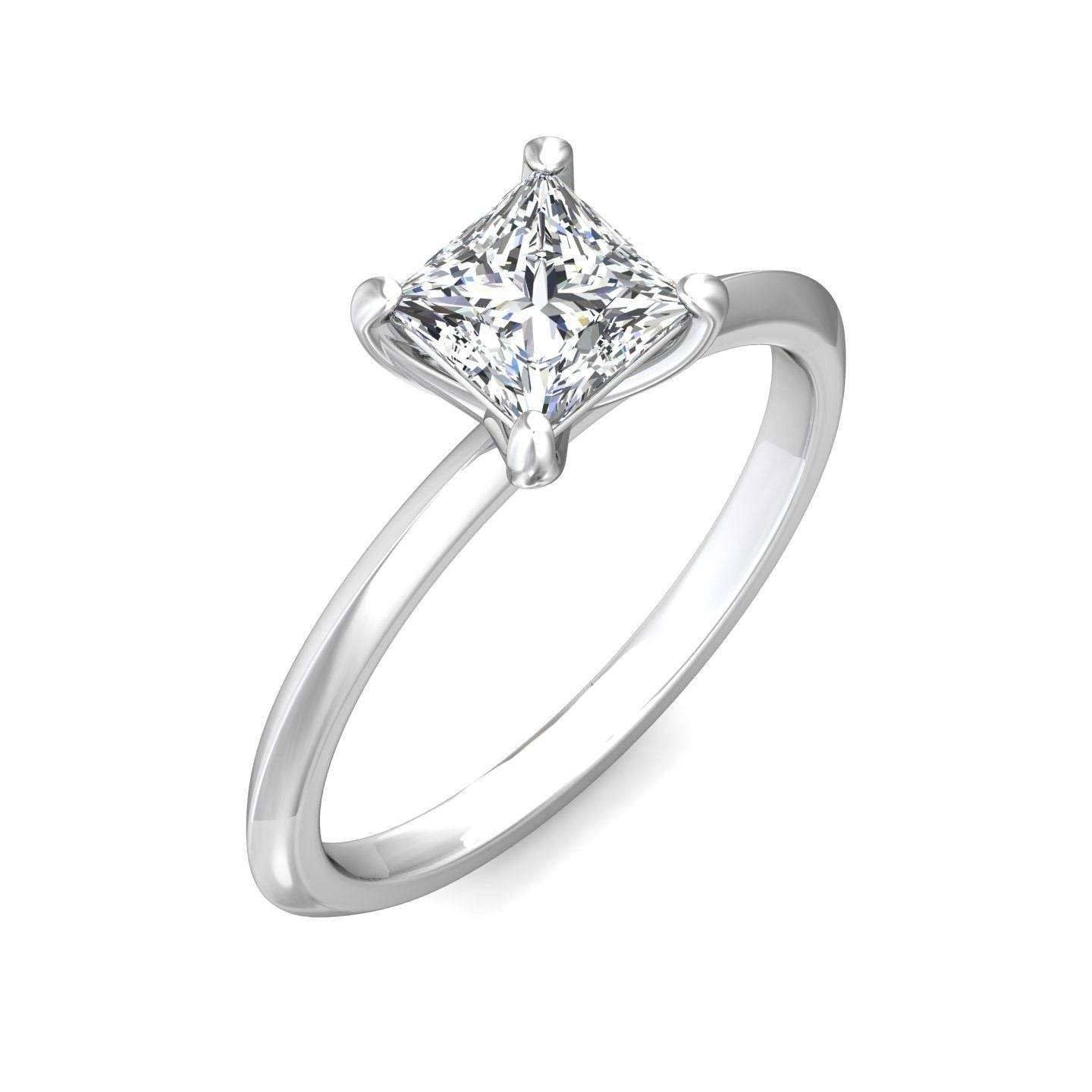 Princess Cut Solitaire Diamond Engagement Ring 4 Claw Setting Knife Edge Band - Platinum - DG & Co. Jewellery