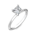 Princess Cut Solitaire Diamond Engagement Ring 4 Claw Setting Knife Edge Band - 18K White - DG & Co. Jewellery