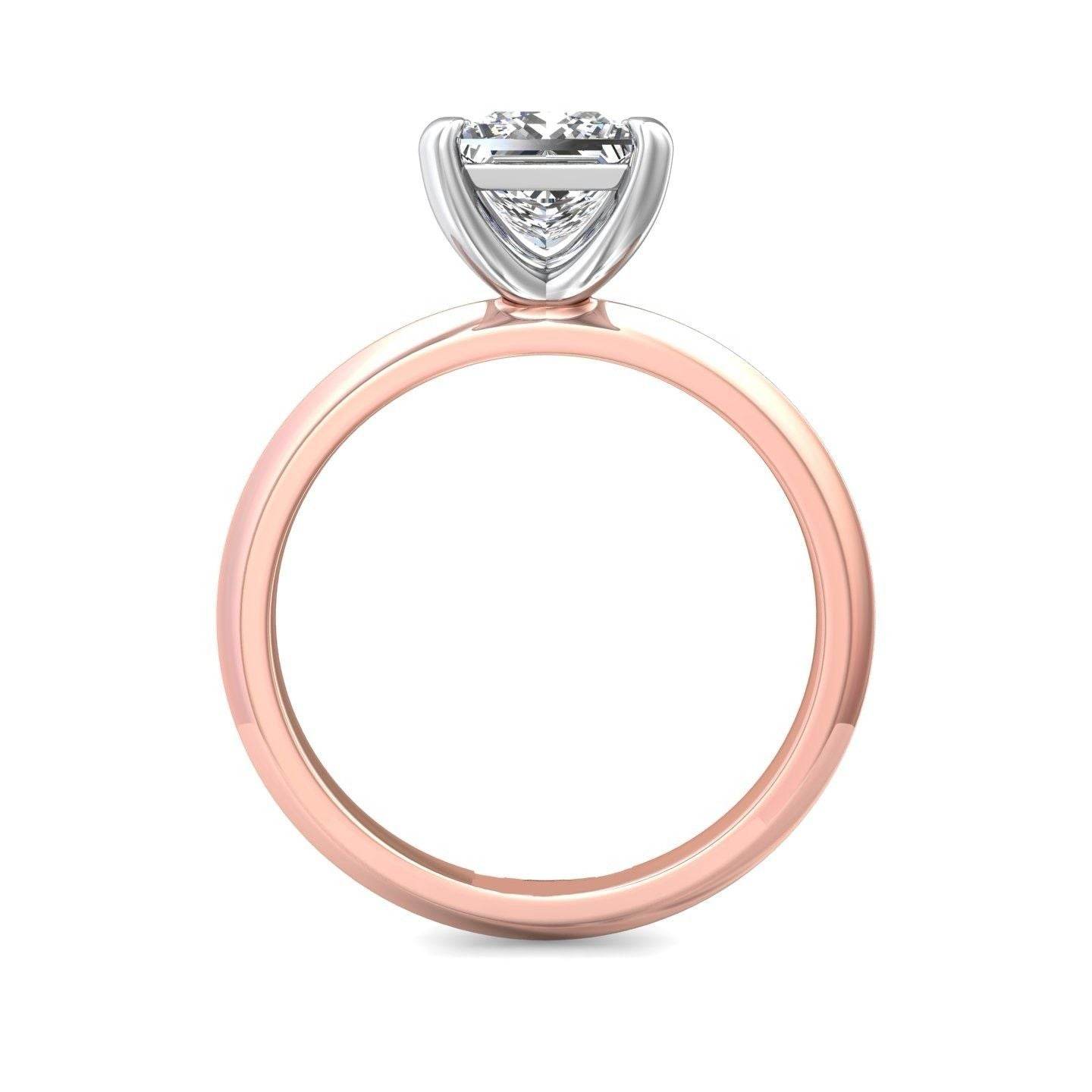 Princess Cut Solitaire Diamond Engagement Ring 4 Claw Setting Knife Edge Band - 18K Rose - DG & Co. Jewellery