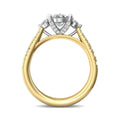 Oval Cut Trilogy 3 Stone 4 Claw Diamond Engagement Ring In a Pave Setting Side Stones - 18K Yellow - DG & Co. Jewellery
