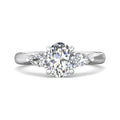 Trilogy Oval Cut Shape Diamond Engagement Ring Side Stones Pear Shape 3 Claw Setting -18K White - DG & Co. Jewellery