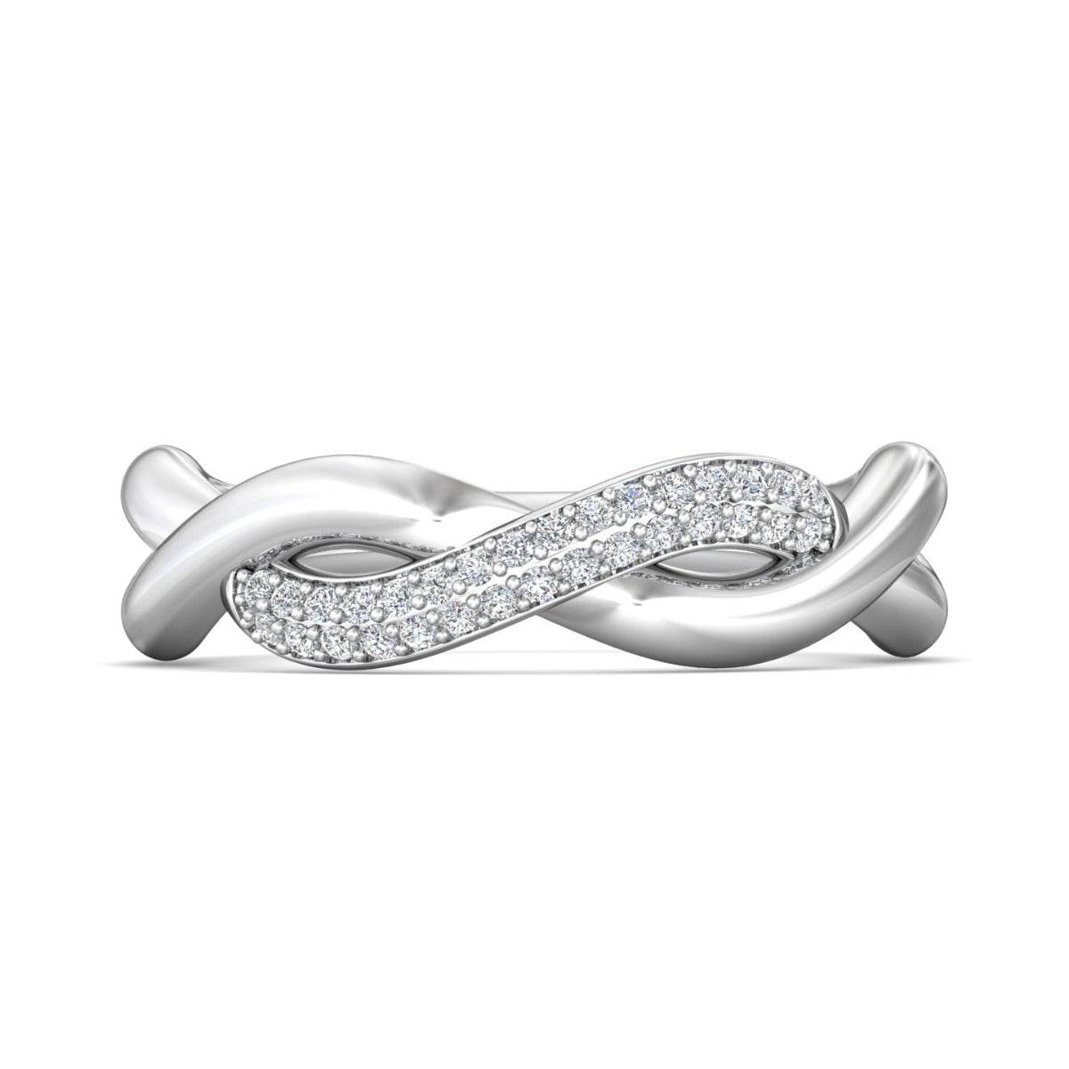 Infinity Twist Micro Pave Diamond Wedding Ring In 18K White Gold - DG & Co. Jewellery