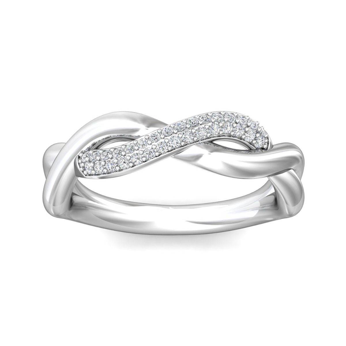 Infinity Twist Micro Pave Diamond Wedding Ring In 18K White Gold - DG & Co. Jewellery