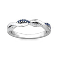 Sapphire And Diamond Twist Ring Half Way Setting In 18K White Gold - DG & Co. Jewellery