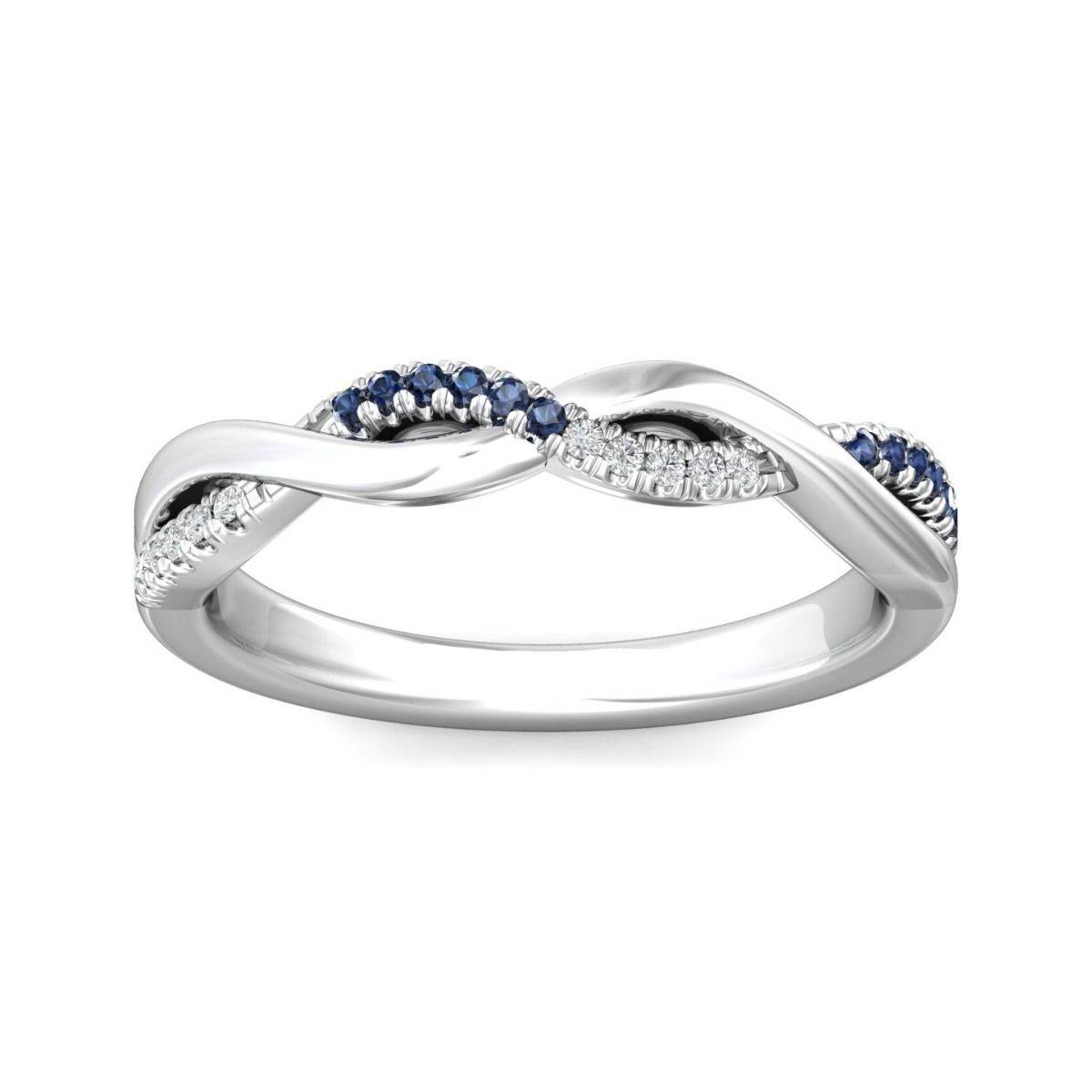 Sapphire And Diamond Twist Ring Half Way Setting In 18K White Gold - DG & Co. Jewellery