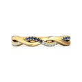 Twist Diamond And Sapphire Half Eternity Ring Pave Setting In 18K Yellow Gold (3mm Width) - DG & Co. Jewellery