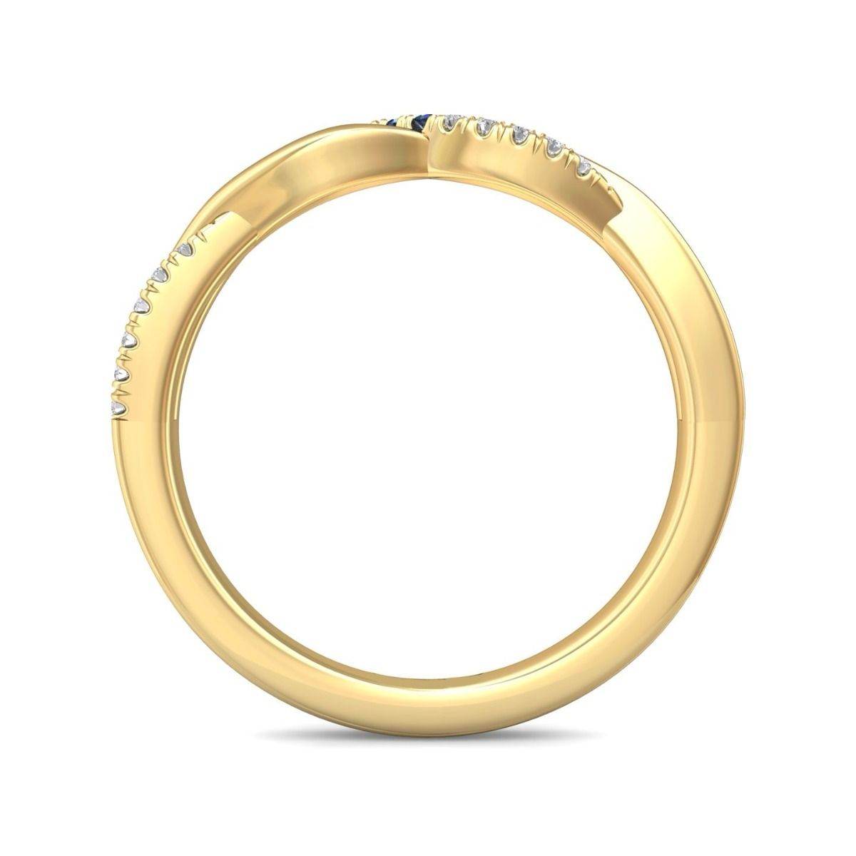 Twist Diamond And Sapphire Half Eternity Ring Pave Setting In 18K Yellow Gold (3mm Width) - DG & Co. Jewellery