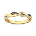 Twist Diamond And Sapphire Half Eternity Ring Pave Setting In 18K Yellow Gold (3mm Width) - DG & Co. Jewellery