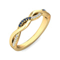 Twist Diamond And Sapphire Half Eternity Ring Pave Setting In 18K Yellow Gold (3mm Width) - DG & Co. Jewellery