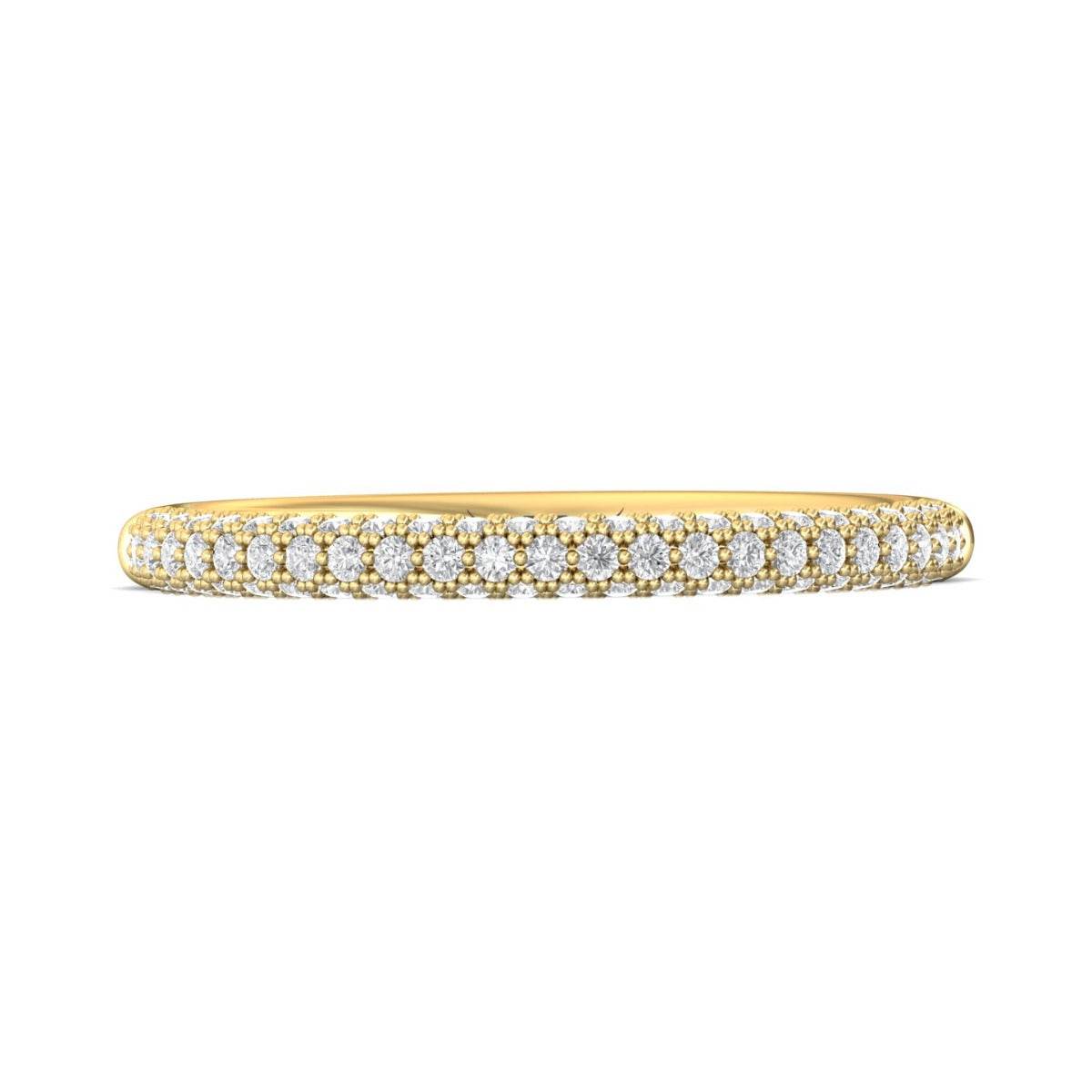Pave Setting Women's Diamond Wedding Ring Three Row Hand Set In 18K Yellow Gold - DG & Co. Jewellery