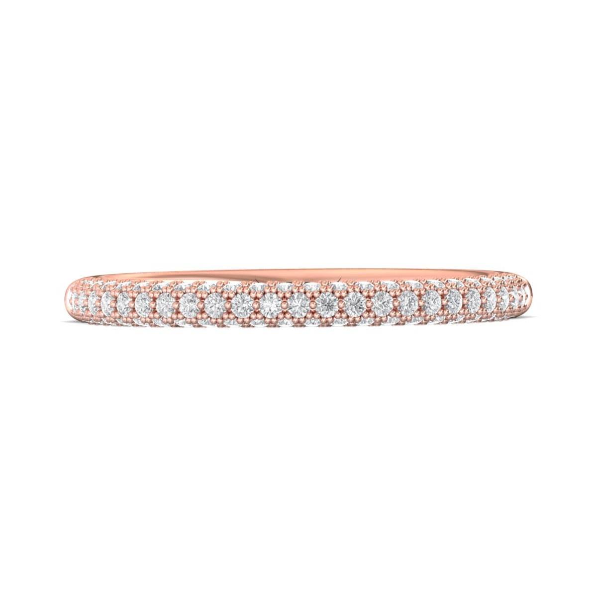 Pave Setting Round Diamond Wedding Ring Three Row Setting In 18K Rose Gold - DG & Co. Jewellery