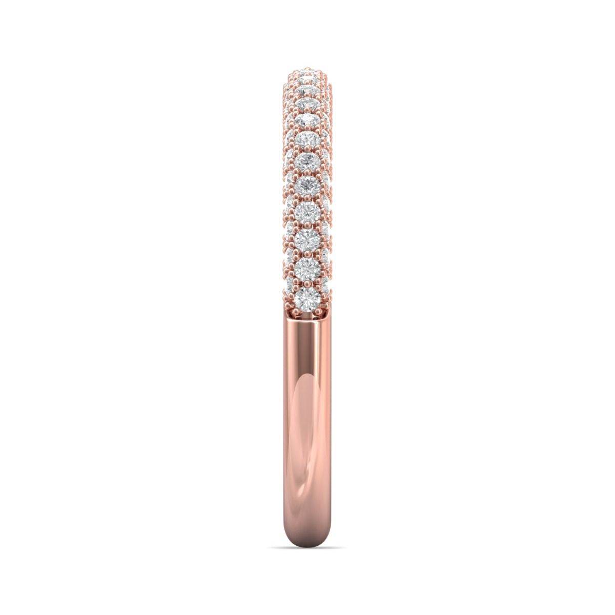 Pave Setting Round Diamond Wedding Ring Three Row Setting In 18K Rose Gold - DG & Co. Jewellery