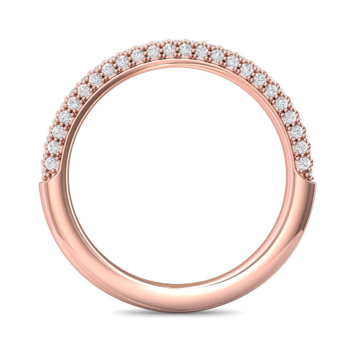 Pave Setting Round Diamond Wedding Ring Three Row Setting In 18K Rose Gold - DG & Co. Jewellery