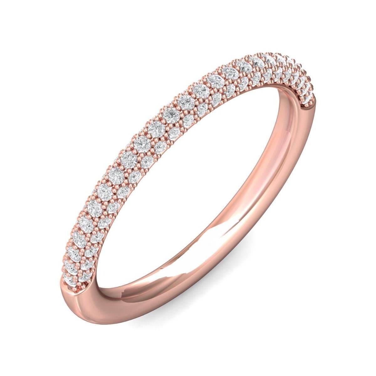 Pave Setting Round Diamond Wedding Ring Three Row Setting In 18K Rose Gold - DG & Co. Jewellery