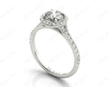 Round Cut Diamond Ring With Round Cut Diamonds Scallop Set on the Halo and Down the Shoulders - Platinum - DG & Co. Jewellery