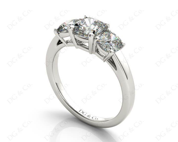 Cushion Cut Four Claw Trilogy Diamond Engagement Ring - Platinum - DG & Co. Jewellery