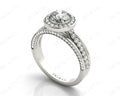 Triple Band Round Cut Diamond Halo Engagement Ring with Pave Set Side Stones and Halo in Platinum - DG & Co. Jewellery