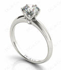 Platinum Brilliant Cut Six Claw Set Diamond Ring On A Plain Band GIA Certified - DG & Co. Jewellery
