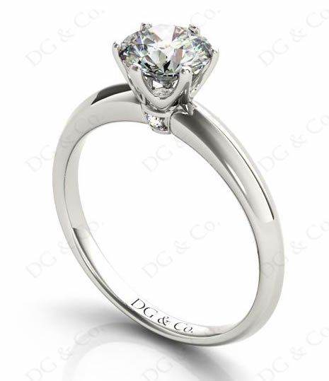 Platinum Brilliant Cut Six Claw Set Diamond Ring On A Plain Band GIA Certified - DG & Co. Jewellery