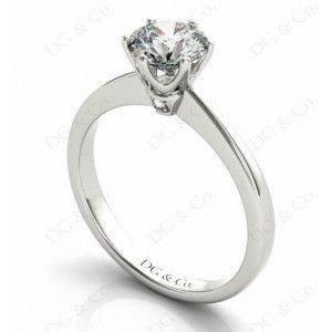 Platinum Brilliant Cut Six Claw Setting Diamond Ring On A Upswept Reverse Taper Band - DG & Co. Jewellery