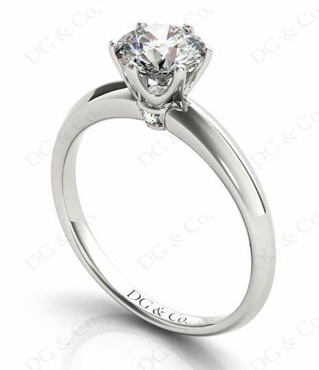 Platinum Brilliant Cut Six Claw Set Diamond Ring On A Plain Band. - DG & Co. Jewellery