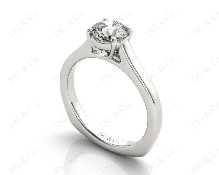 Round Cut Solitaire Diamond Engagement Ring with Four Prong set centre stone - Platinum - DG & Co. Jewellery