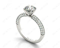 Round Cut Four Claws Side Stone Engagement Ring with Milgrain Set Side Stones in Platinum - DG & Co. Jewellery