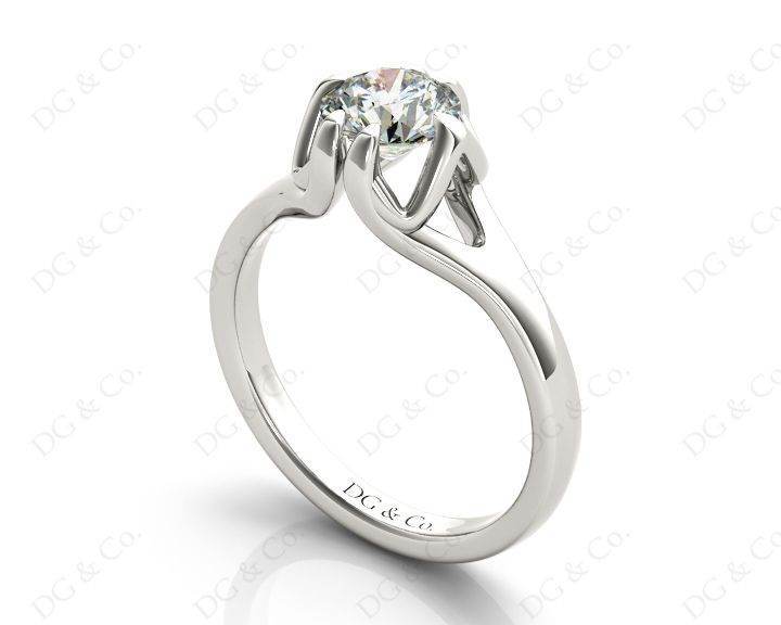Round Cut Diamond Solitaire Engagement Ring in Split Interwoven Six Prongs Setting - Platinum - DG & Co. Jewellery