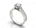 Round Cut Four Claws V Set Diamond Ring with Pave Set Side stones - Platinum - DG & Co. Jewellery