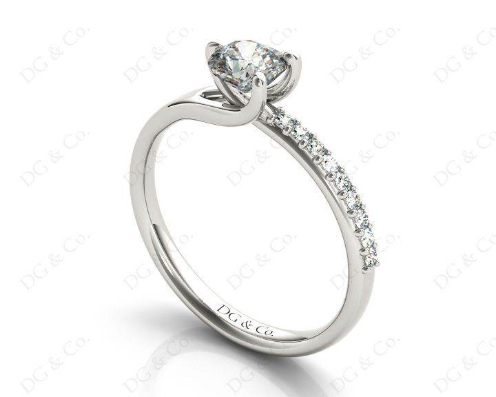 Cushion Cut Diamond Ring with Three Prong Set Centre Stone and Pave Set Side Stones - Platinum - DG & Co. Jewellery