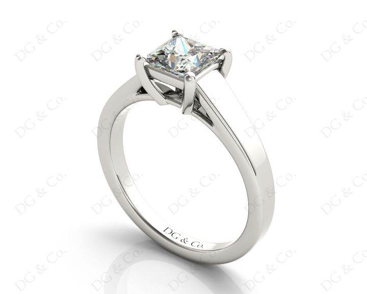 Princess Cut Solitaire Diamond Engagement Ring with 4 Claw Set centre stone - Platinum - DG & Co. Jewellery