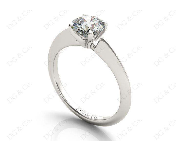 Round Cut Solitaire Diamond Engagement Ring with Four Prong set centre stone and a Knife Edge Band in Platinum - DG & Co. Jewellery