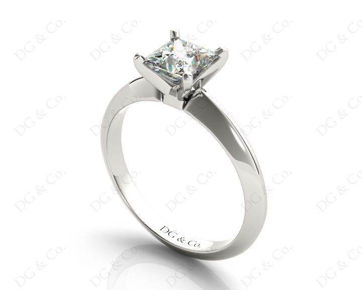 Princess Cut Solitaire Diamond Engagement Ring with Claw set centre stone with Knife-Edge Shoulders - Platinum - DG & Co. Jewellery