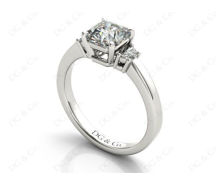 Radiant square cut three stone diamond ring claw set centre stone - Platinum - DG & Co. Jewellery