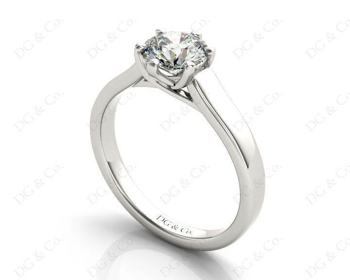 Round Cut Solitaire Diamond Engagement Ring with Twist Six Prong set centre stone in Platinum - DG & Co. Jewellery