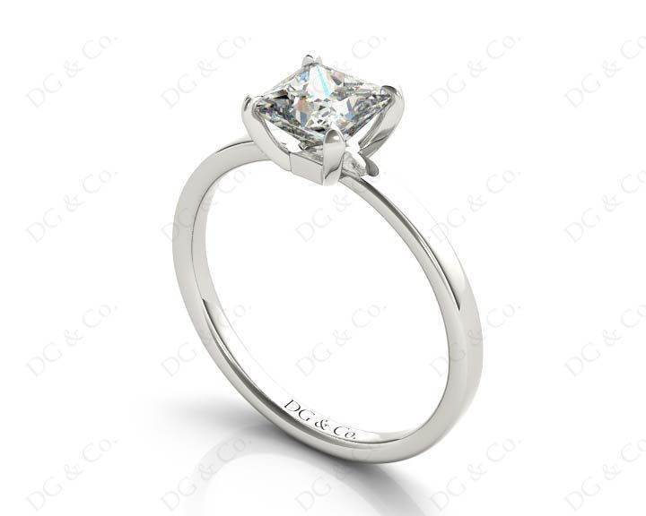 Princess Cut Classic Diamond Engagement Ring Four Caw Setting - 18K White - DG & Co. Jewellery